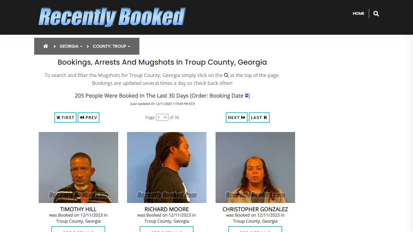 Recent bookings, Arrests, Mugshots in Troup County, Georgia